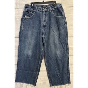 Vintage Sean John Baggy Jeans Men's 38 Blue Denim Y2K Raw Hem Hip Hop